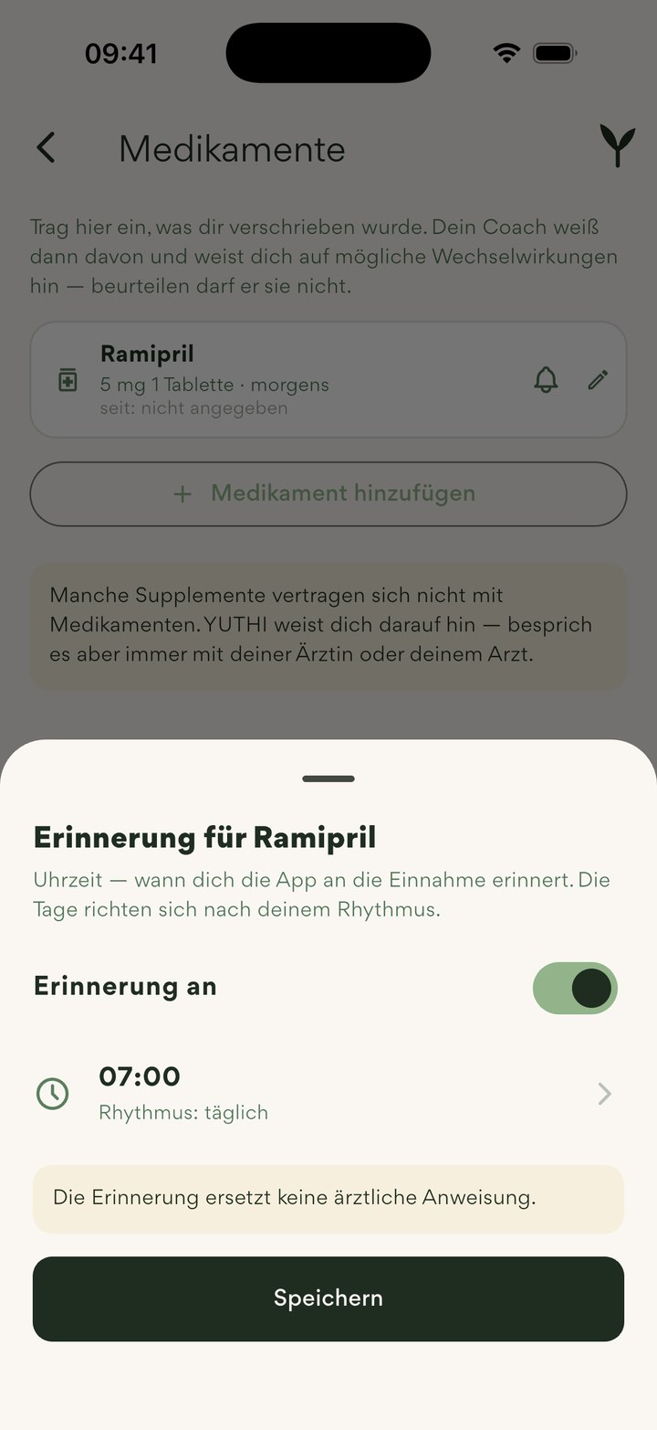 Erinnerung für Ramipril: jeden Tag um 07:00