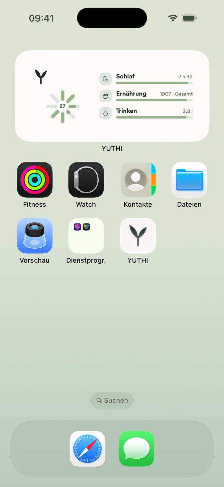 Widget: der Longevity-Score auf dem Startbildschirm des Telefons