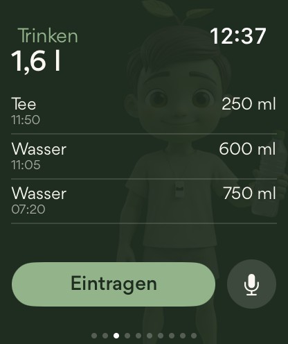 Apple Watch: Trinken — die Einträge des Tages und Eintragen per Sprache
